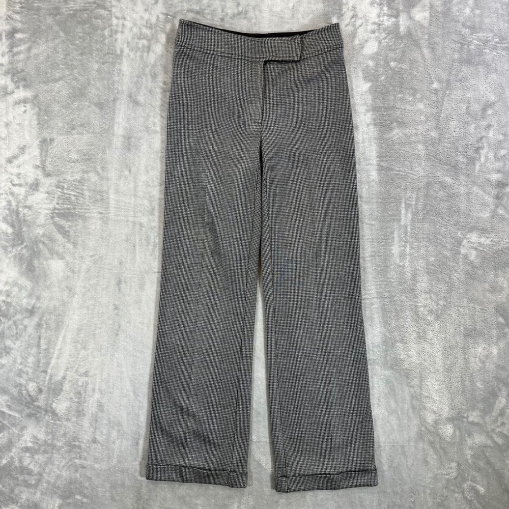 Joseph Ribkoff Straight Leg Trousers Womens Size 2 Black White Houndstooth